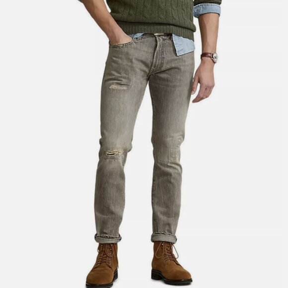 Polo Ralph Lauren Grey Repaired Faded The Classic Fit Jeans